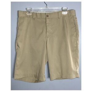 Nike Golf Standard Fit Flat Front Khaki Casual Dressy Shorts Pockets Size 32